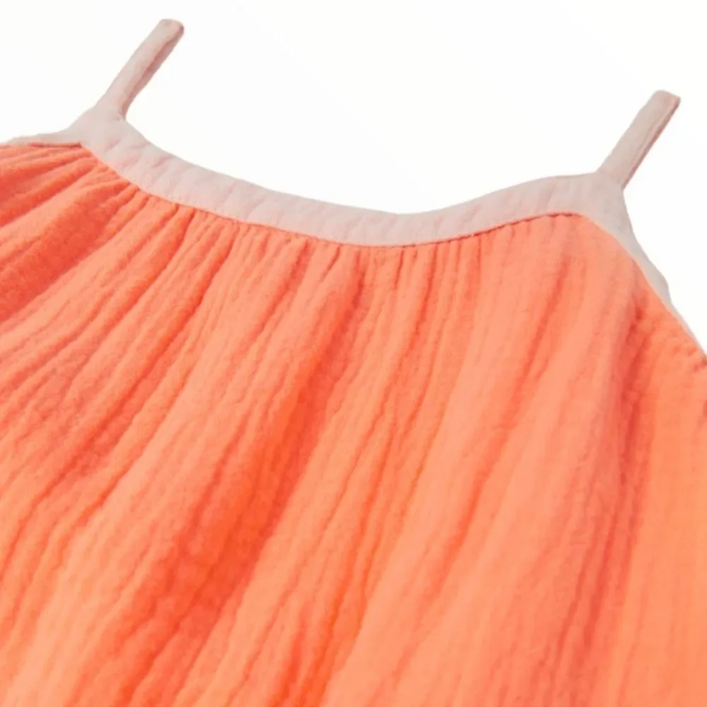 ZARA Kids | Tangerine | PIPED TEXTURED DRESS